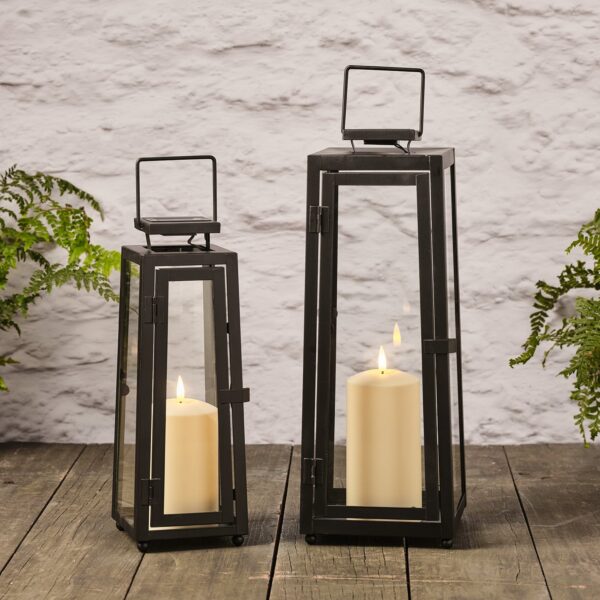 Medium and Large Porto Solar Lantern Duo with TruGlow® Candles