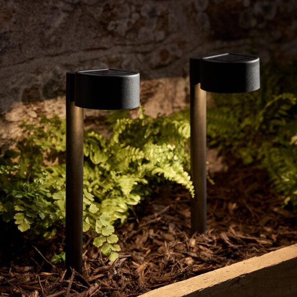 2 Romy Black Stainless Steel Solar Stake Lights