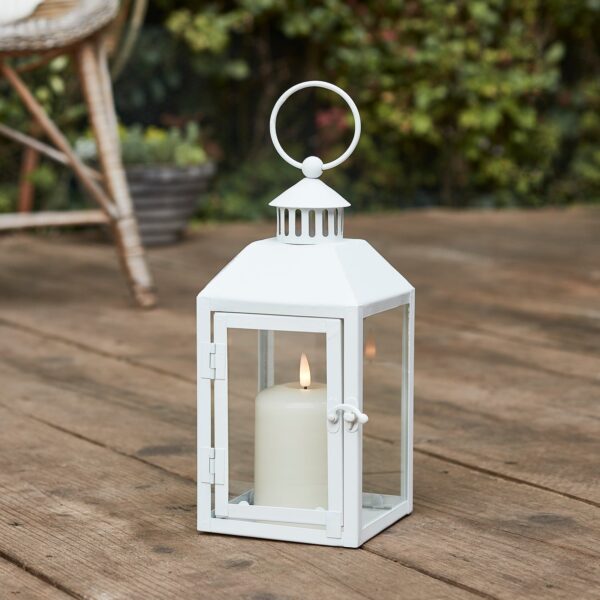 Perth White Garden Lantern with TruGlow® Candle