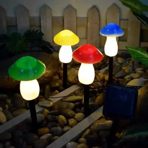 Set of 4 Solar-Powered Mushroom String Lights MS11281