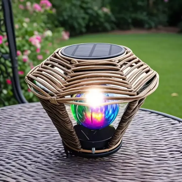 Compact Solar-Powered Rattan Lantern with Unique Design MS80561 - Image 2