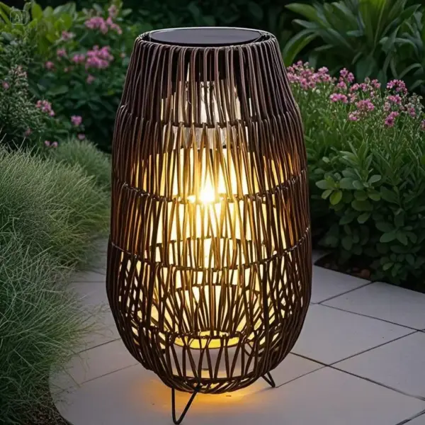 Outdoor Solar-Powered Rattan Lantern - Image 2