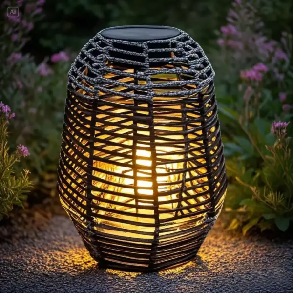 Compact Solar-Powered Rattan Lantern MS80621 - Image 2